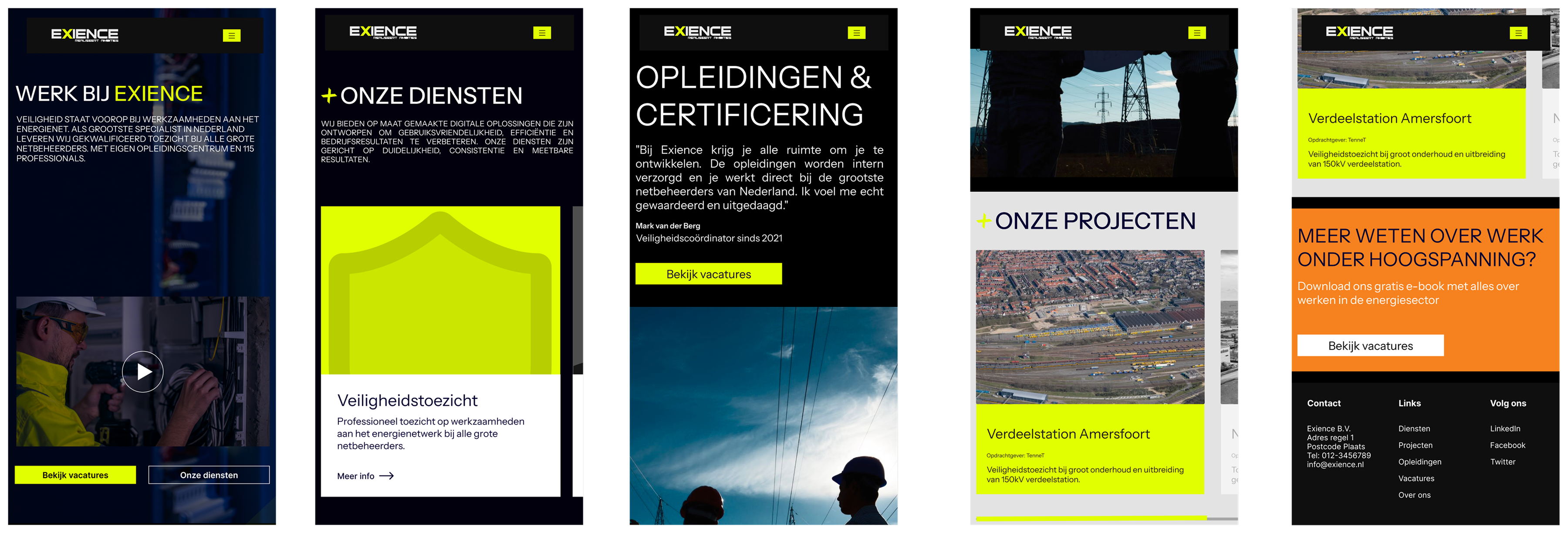 Exience responsive mobile screens overview