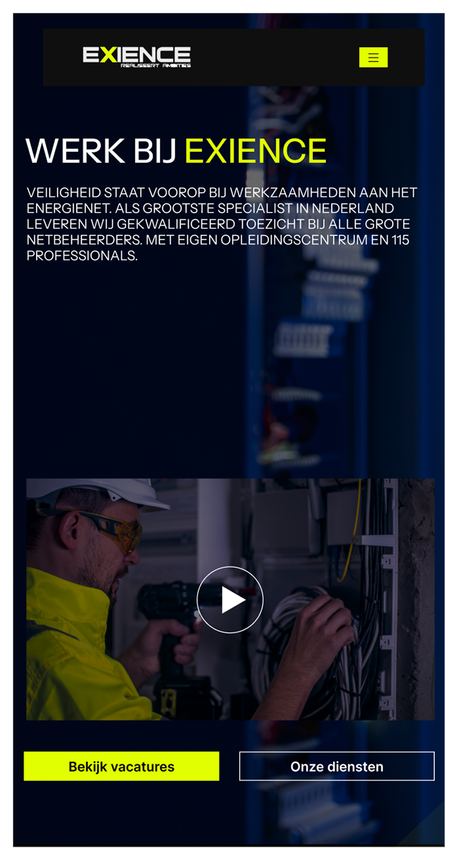 Exience homepage mobile screenshot 1