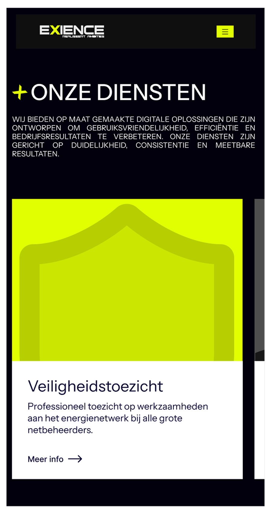 Exience homepage mobile screenshot 2