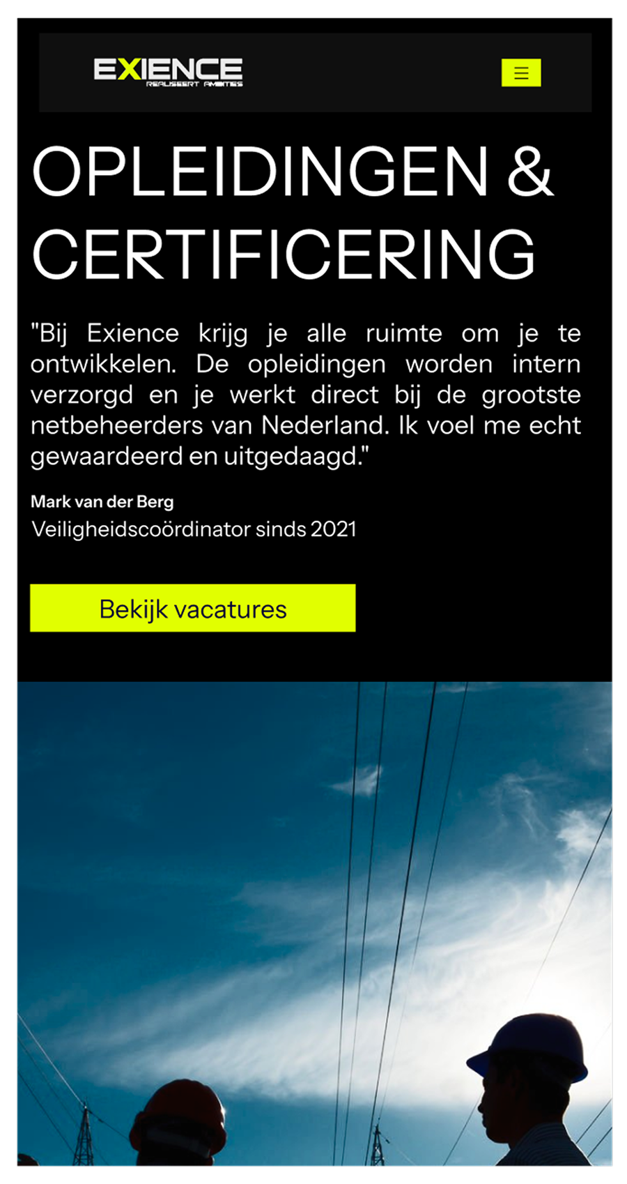 Exience homepage mobile screenshot 3