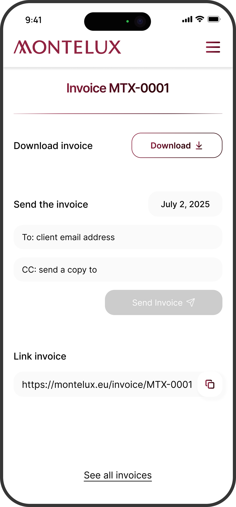 montelux login screen mobile screenshot 5