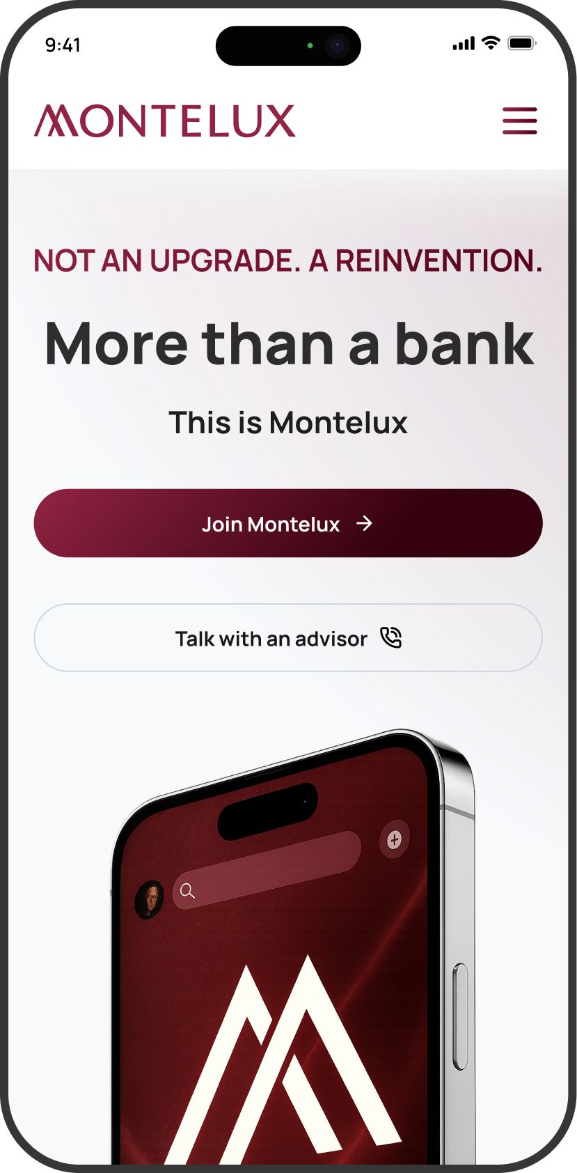 montelux 'more than a bank' mobile screenshot 1
