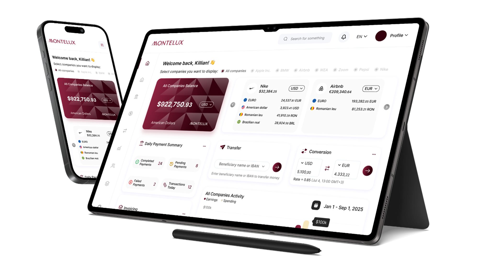 montelux cross-platform dashboard screenshot