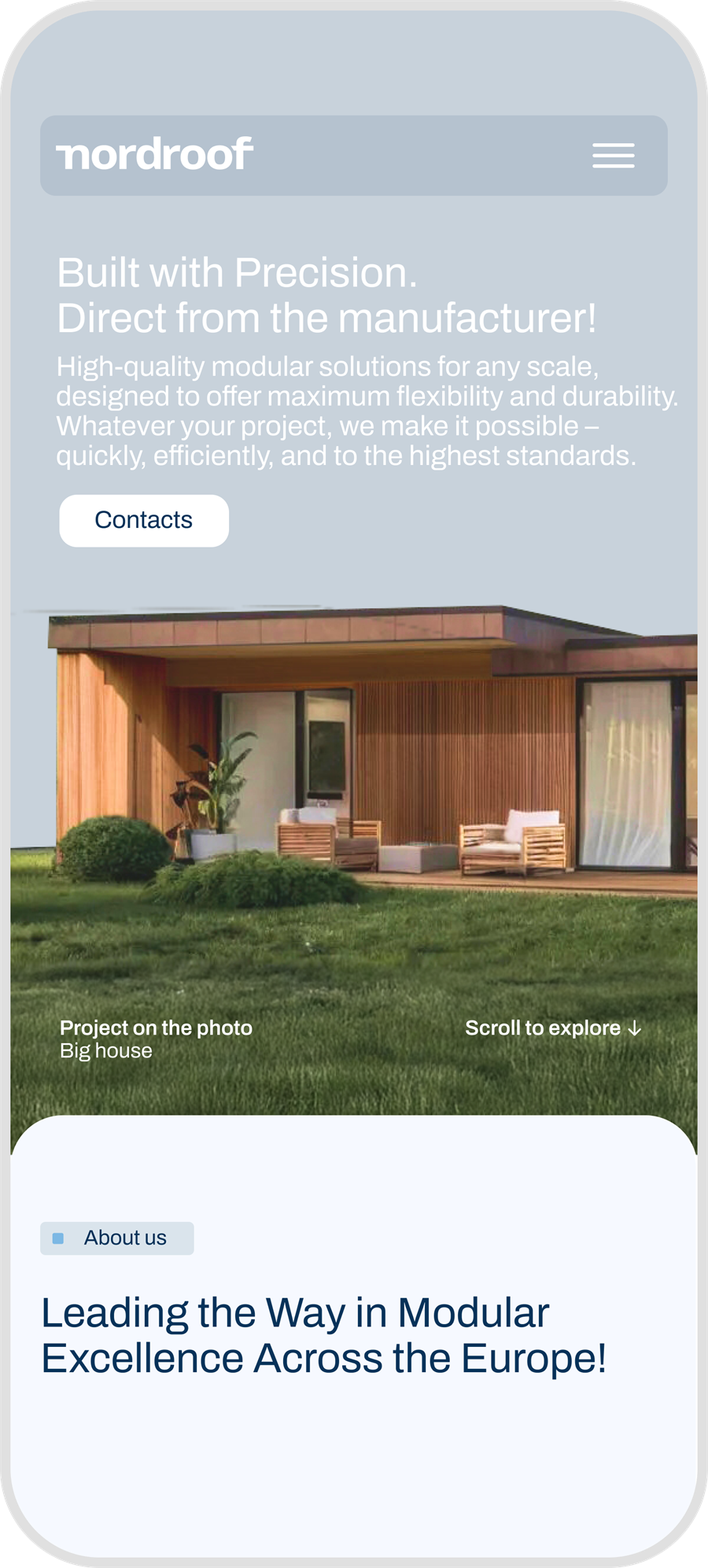 Nordroof homepage mobile screenshot 1