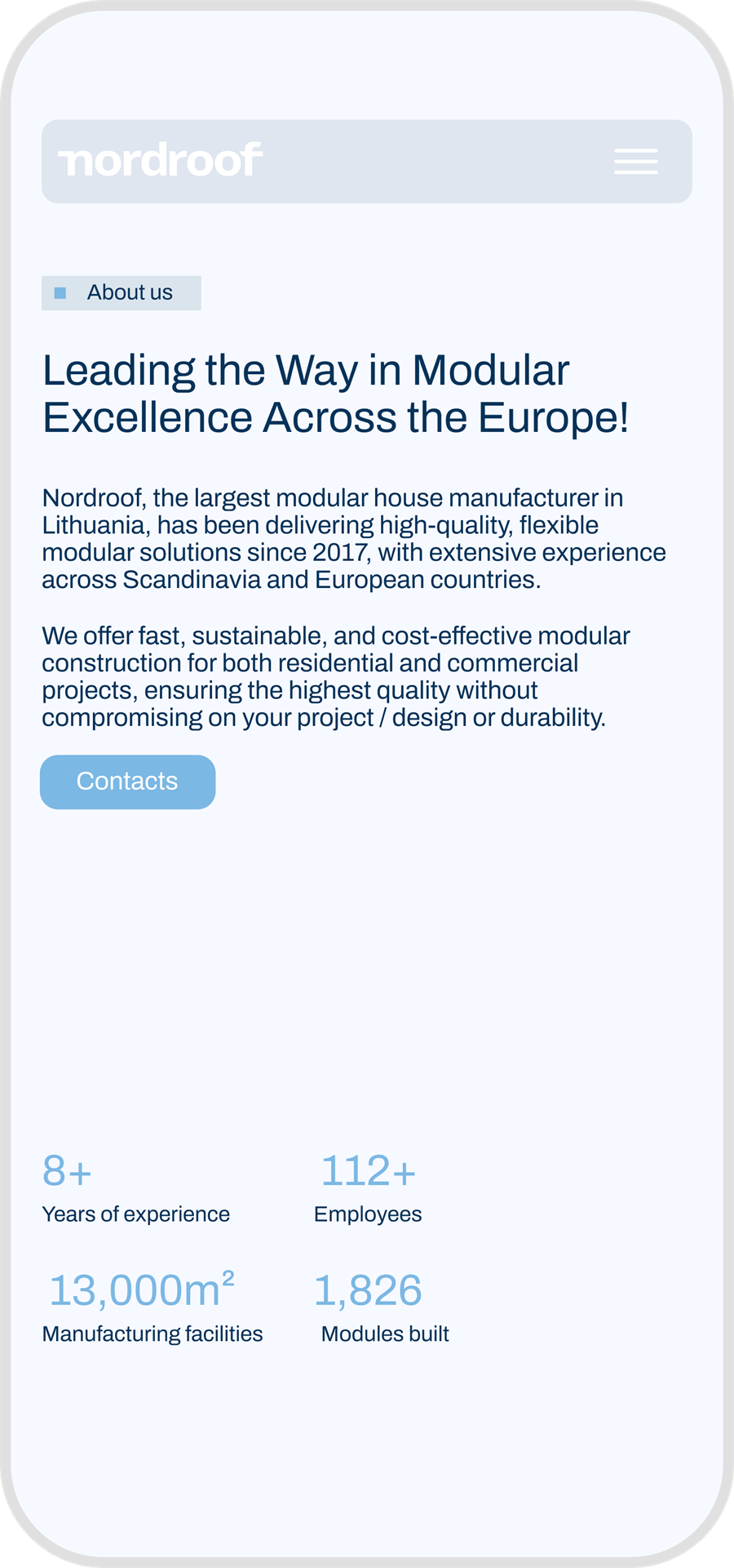 Nordroof homepage mobile screenshot 2
