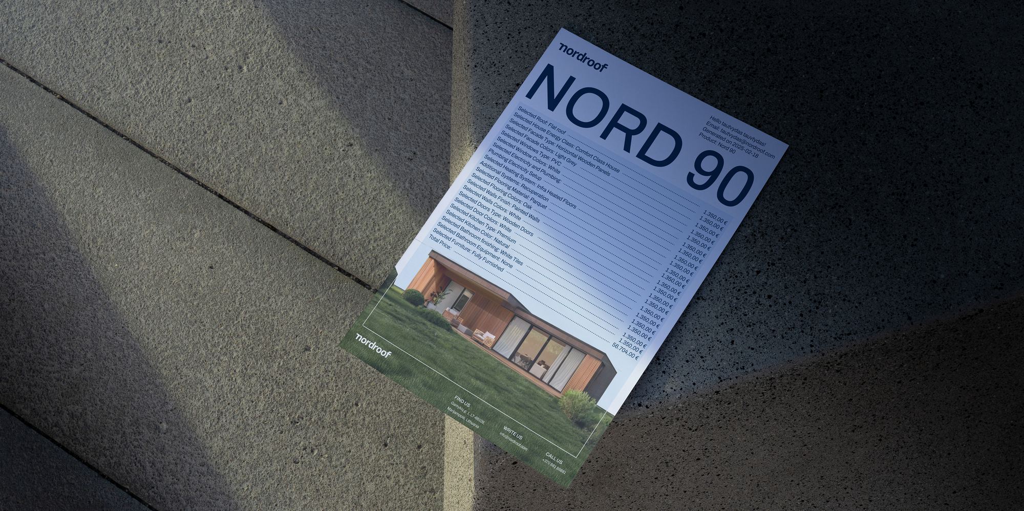 Nordroof Nord 90 spec sheet mockup