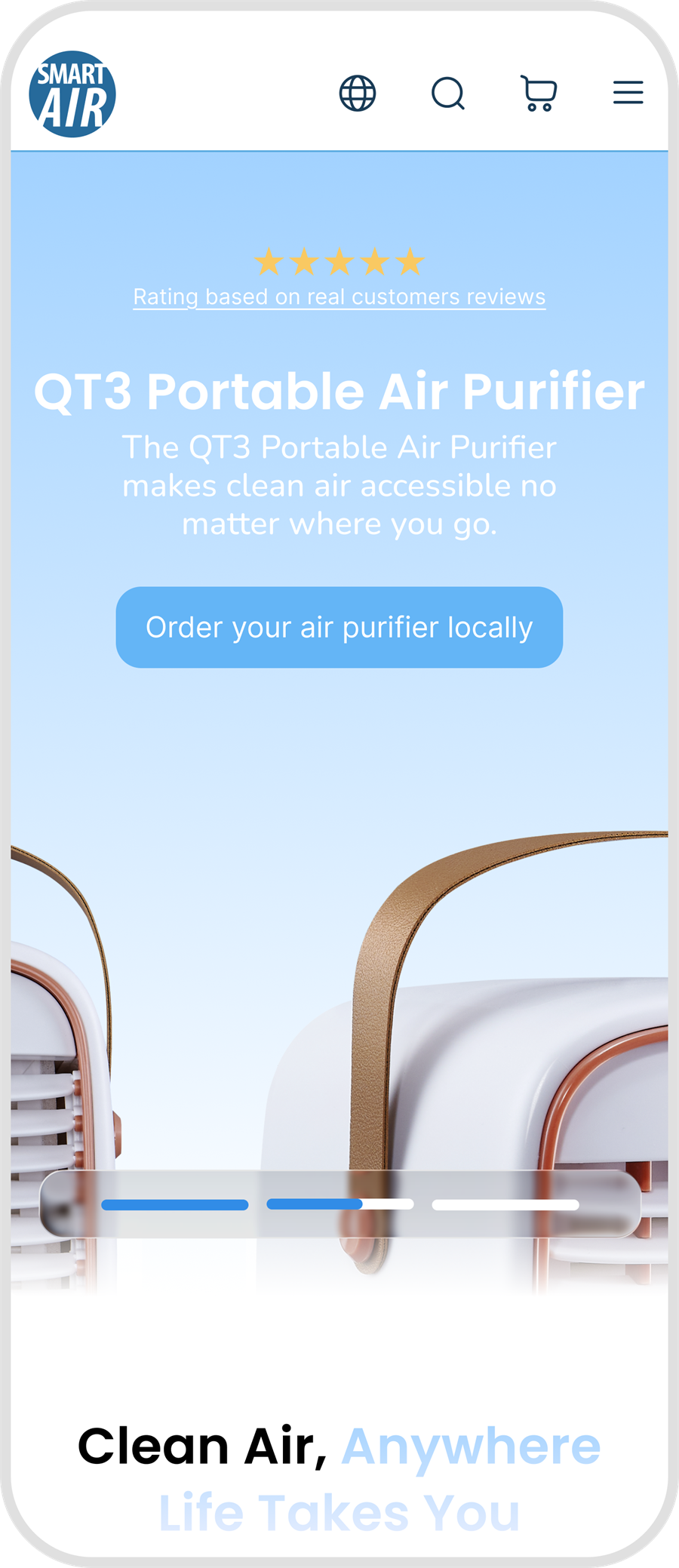 Smart Air QT3 landing page mobile screenshot 1