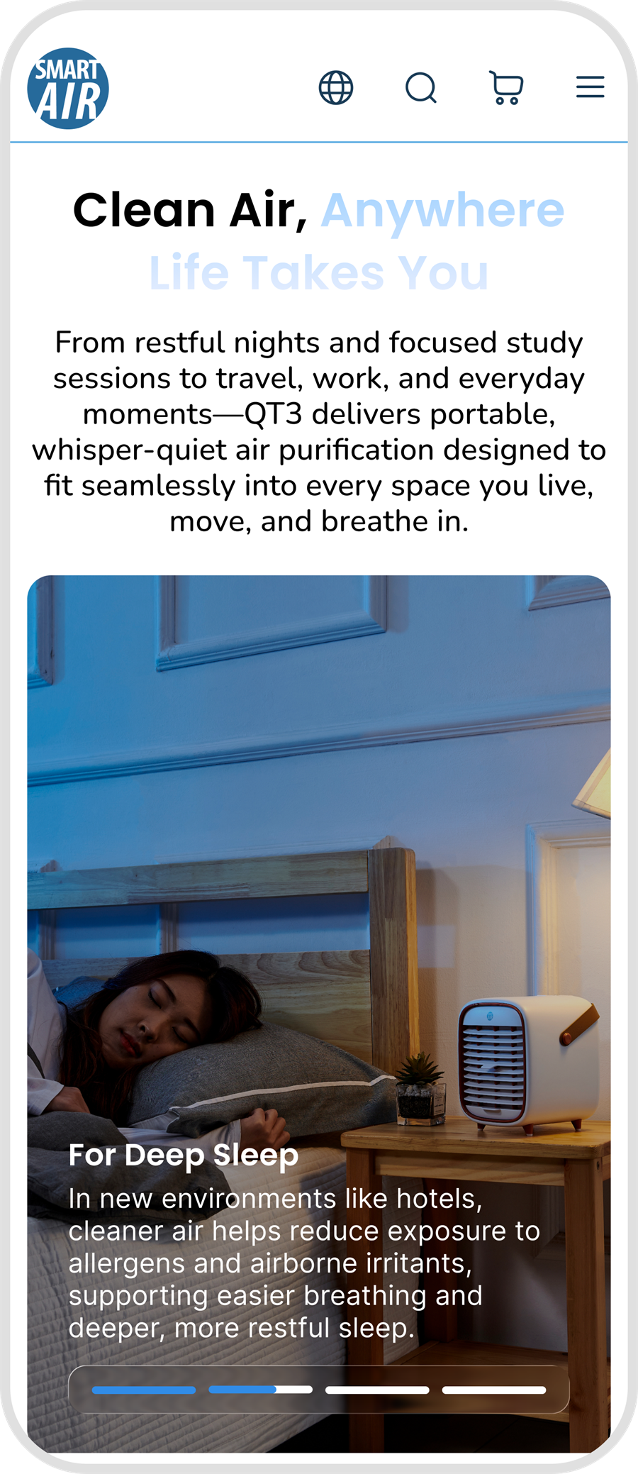 Smart Air QT3 landing page mobile screenshot 2