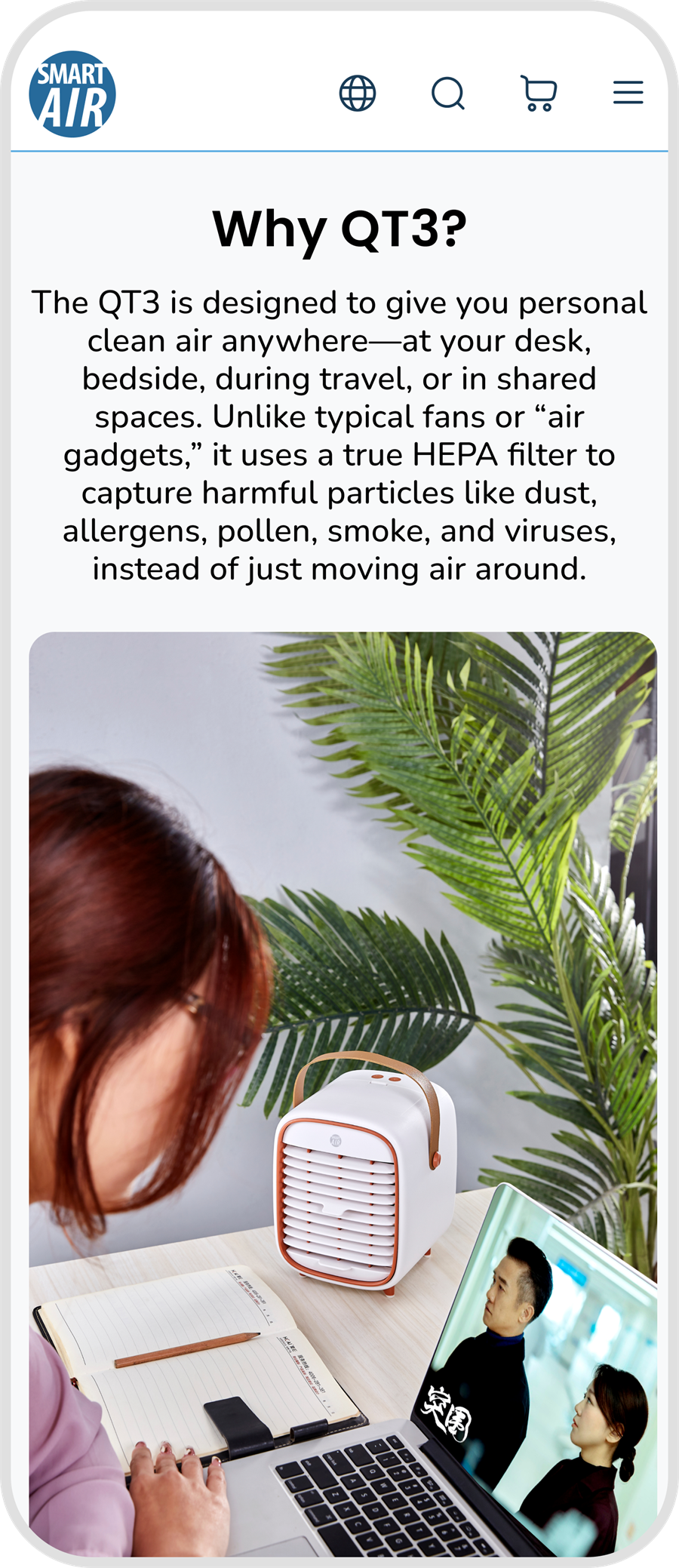 Smart Air QT3 landing page mobile screenshot 4