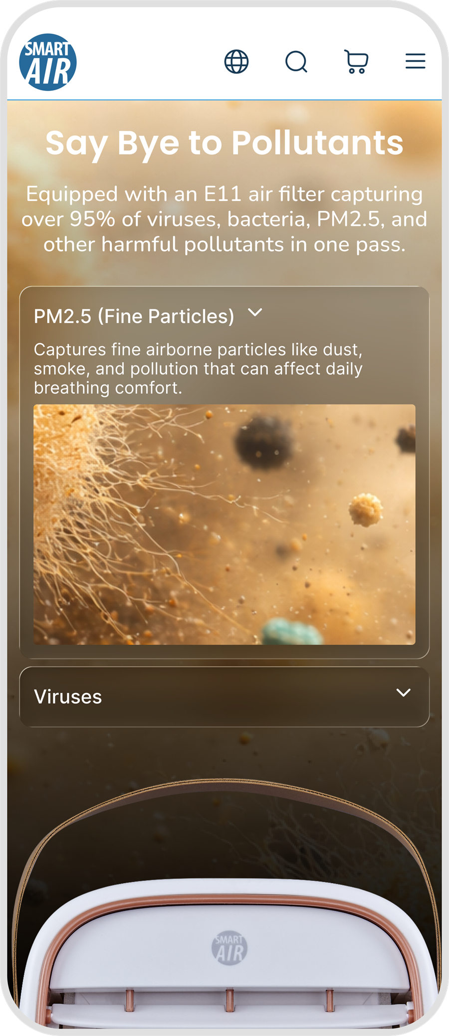 Smart Air QT3 landing page mobile screenshot 5