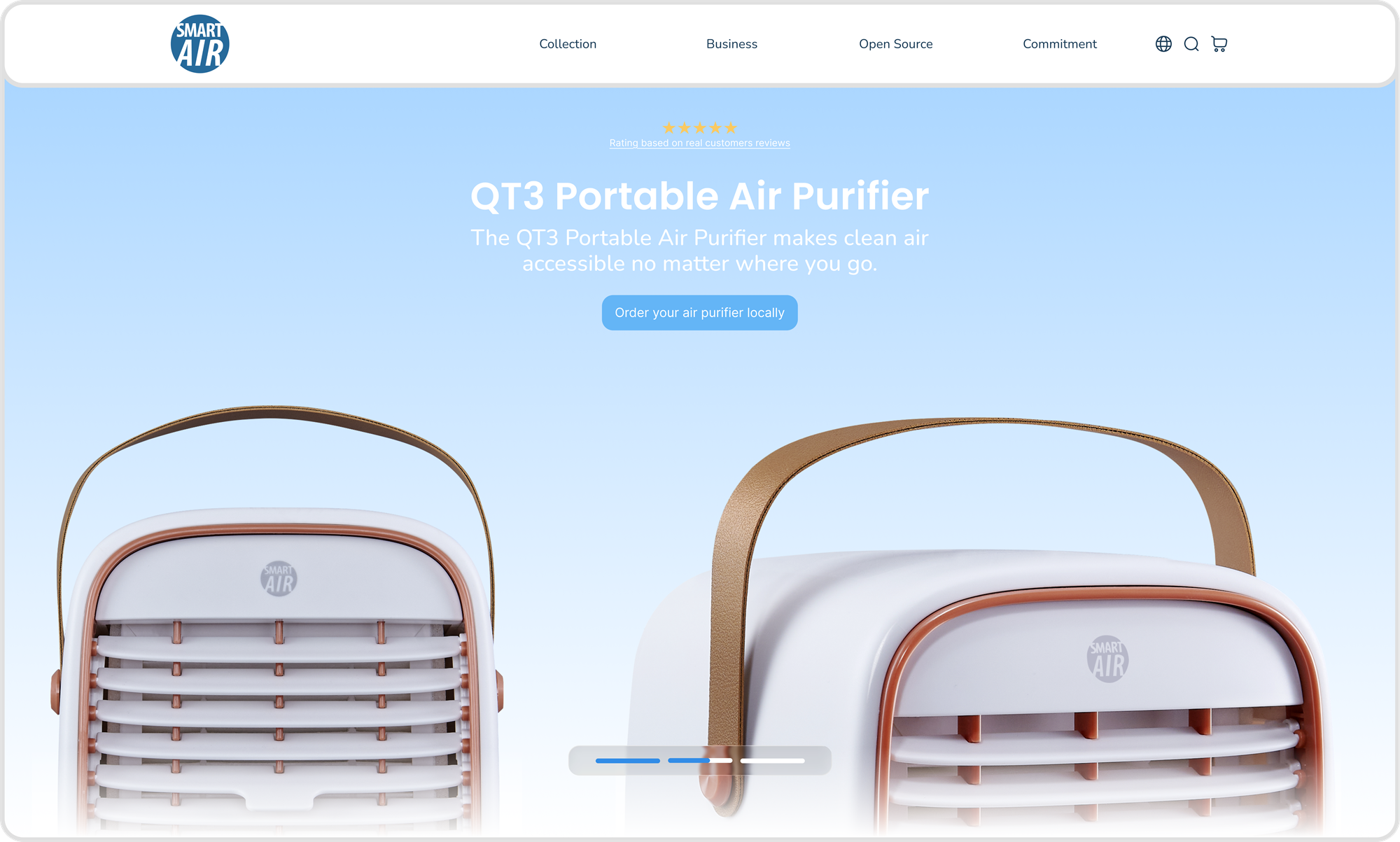 Smart Air QT3 landing page desktop screenshot 1
