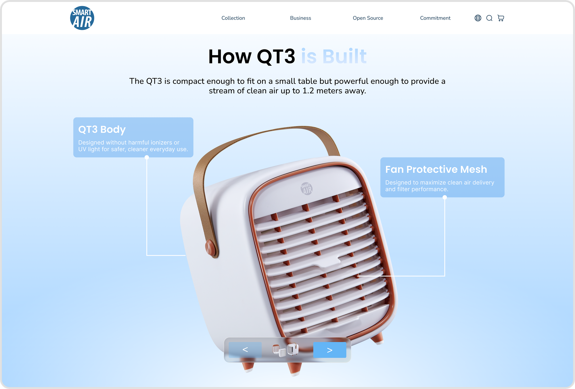 Smart Air QT3 landing page desktop screenshot 3