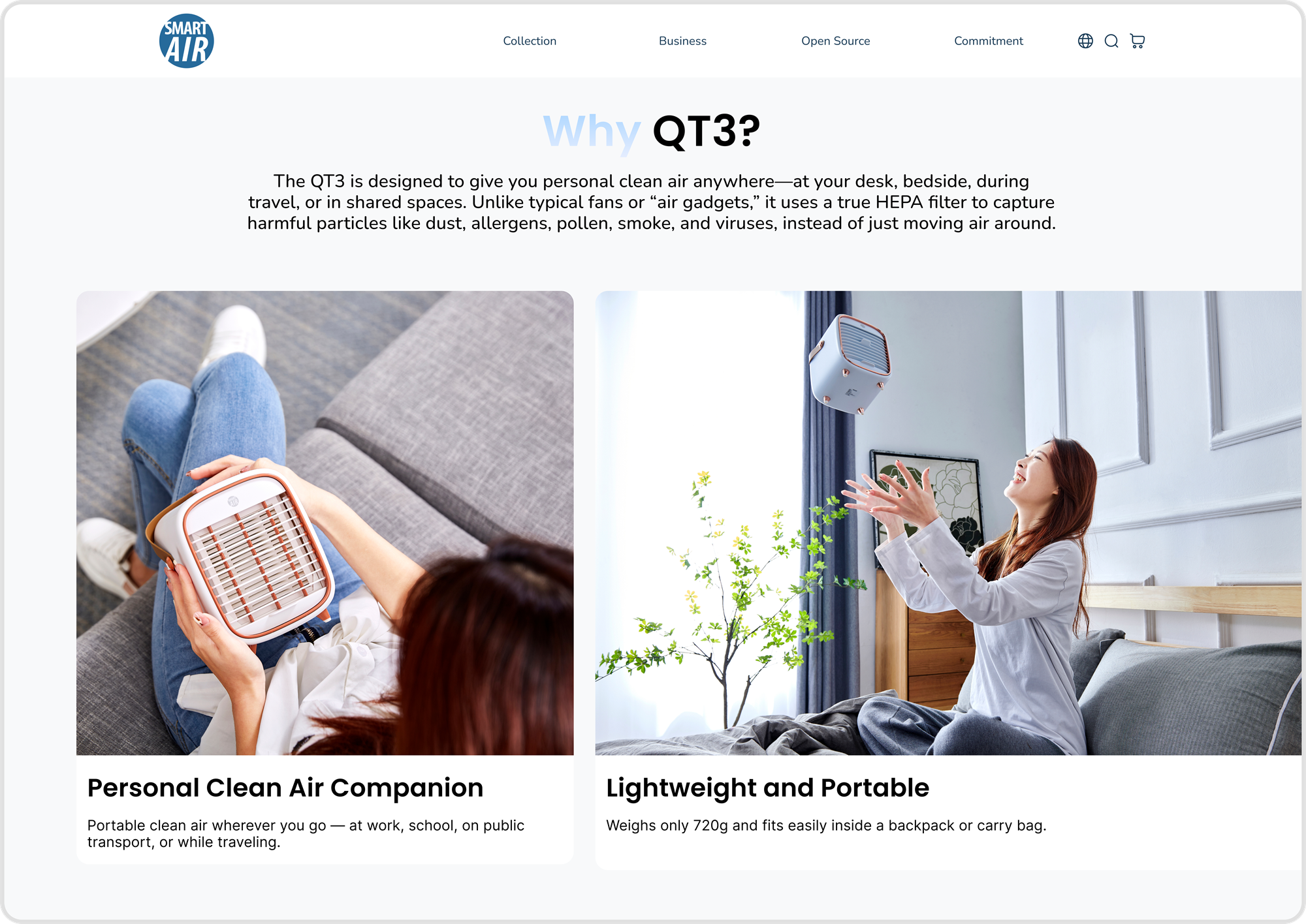 Smart Air QT3 landing page desktop screenshot 4