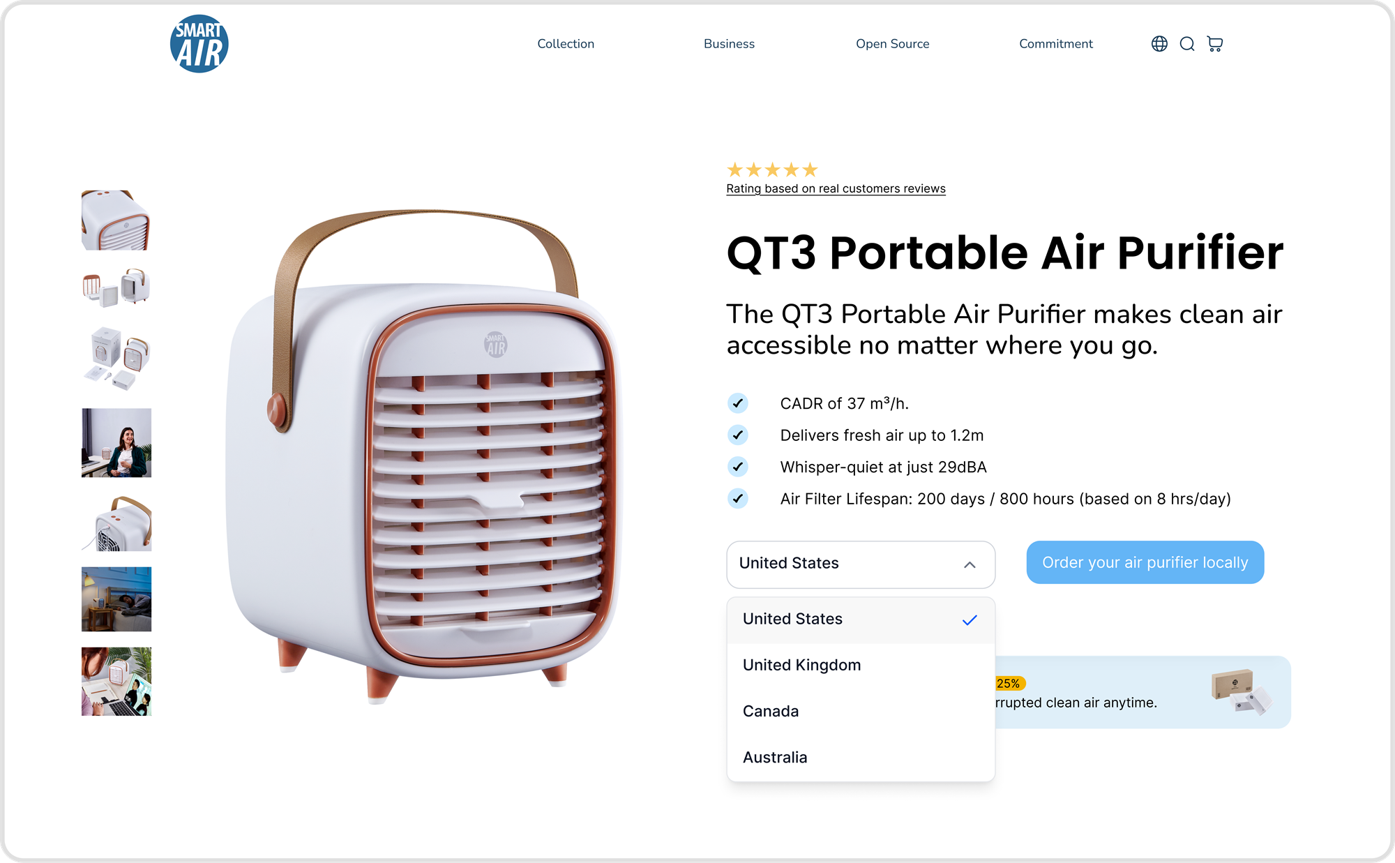 Smart Air QT3 landing page desktop screenshot 7